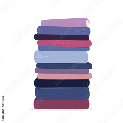 Vector stack of books. Pile of books isolated on white background. Colorful illustration	