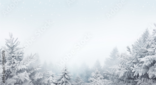 Winter wonderland: snowy pine forest background