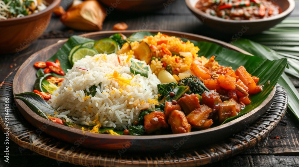 Plate of rice and vegetables Plate of rice and vegetables
