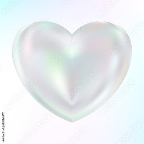 Holographic mother-of-pearl heart. Opal heart shape. Magic love talisman.