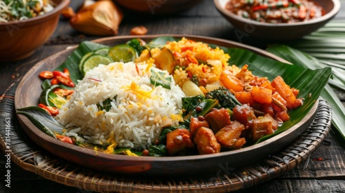 Plate of rice and vegetables