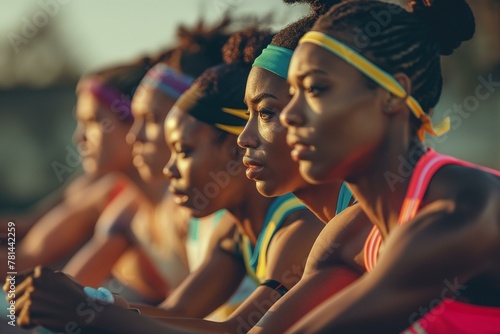 Black Female Athletes in Training Portray Strength and Team Spirit