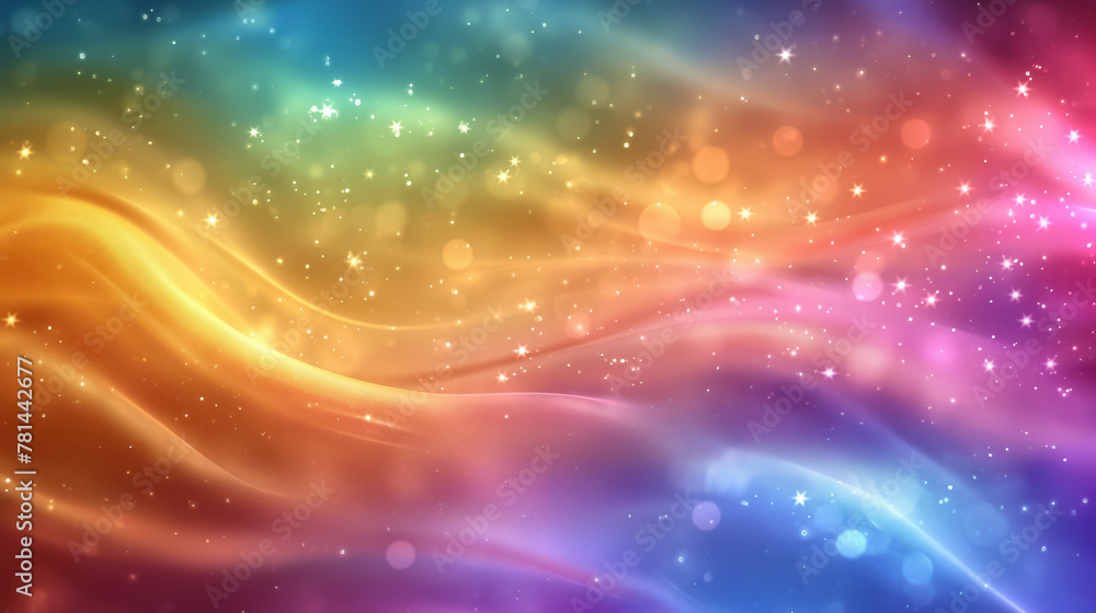 Fototapeta premium Rainbow Gradient Abstract with Shimmering Particles Background