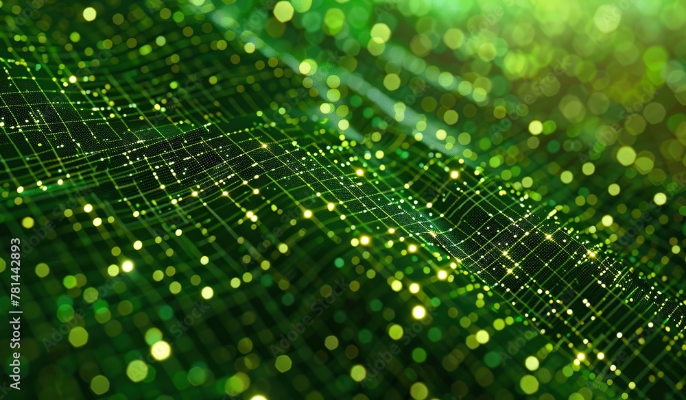 Abstract digital technology background with glowing green matrix Abstract digital technology background with glowing green matrix