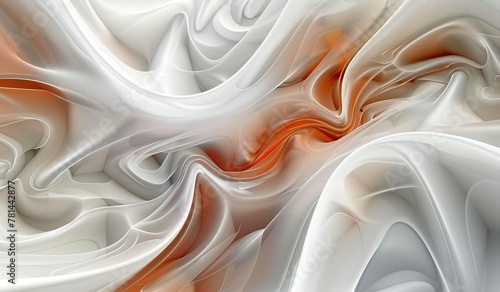Abstract fluid art design in orange and white swirl patterns
