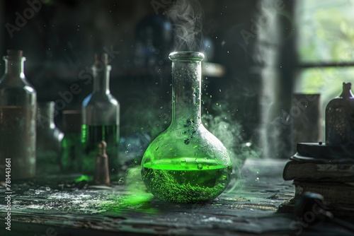 Dive into the realm of fantasy with a 3D rendered poisonous brew, where danger and mystical allure blend in a bubbling vial of intrigue.