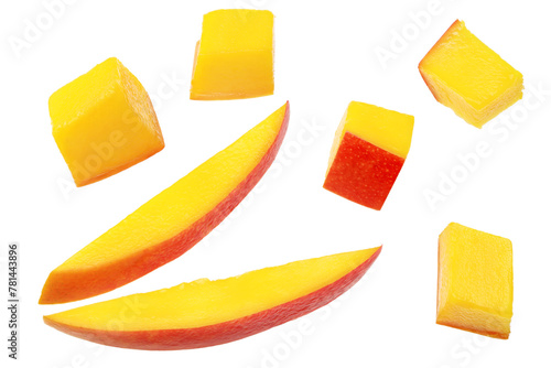 Mango slice isolated on white background. Clipping path