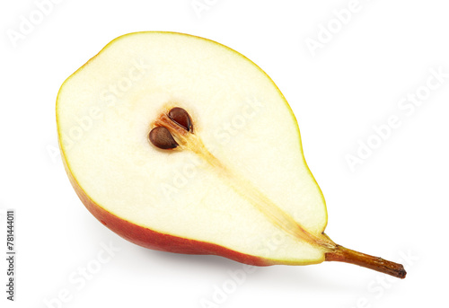 half a pear isolated on white background. Clipping path