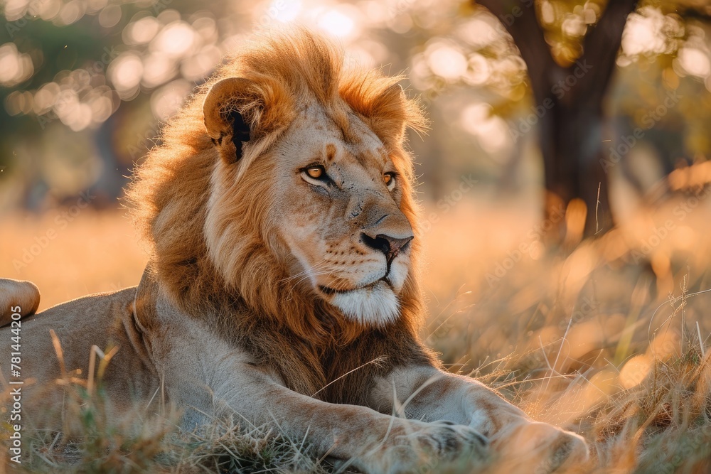 tight shot, resting lion with focus on front paws, African grasslands, soft sunlight filtering through trees, early evening, serene climate, tranquil and thoughtful tone tight shot, resting lion with focus on front paws, African grasslands, soft sunlight filtering through trees, early evening, serene climate, tranquil and thoughtful tone