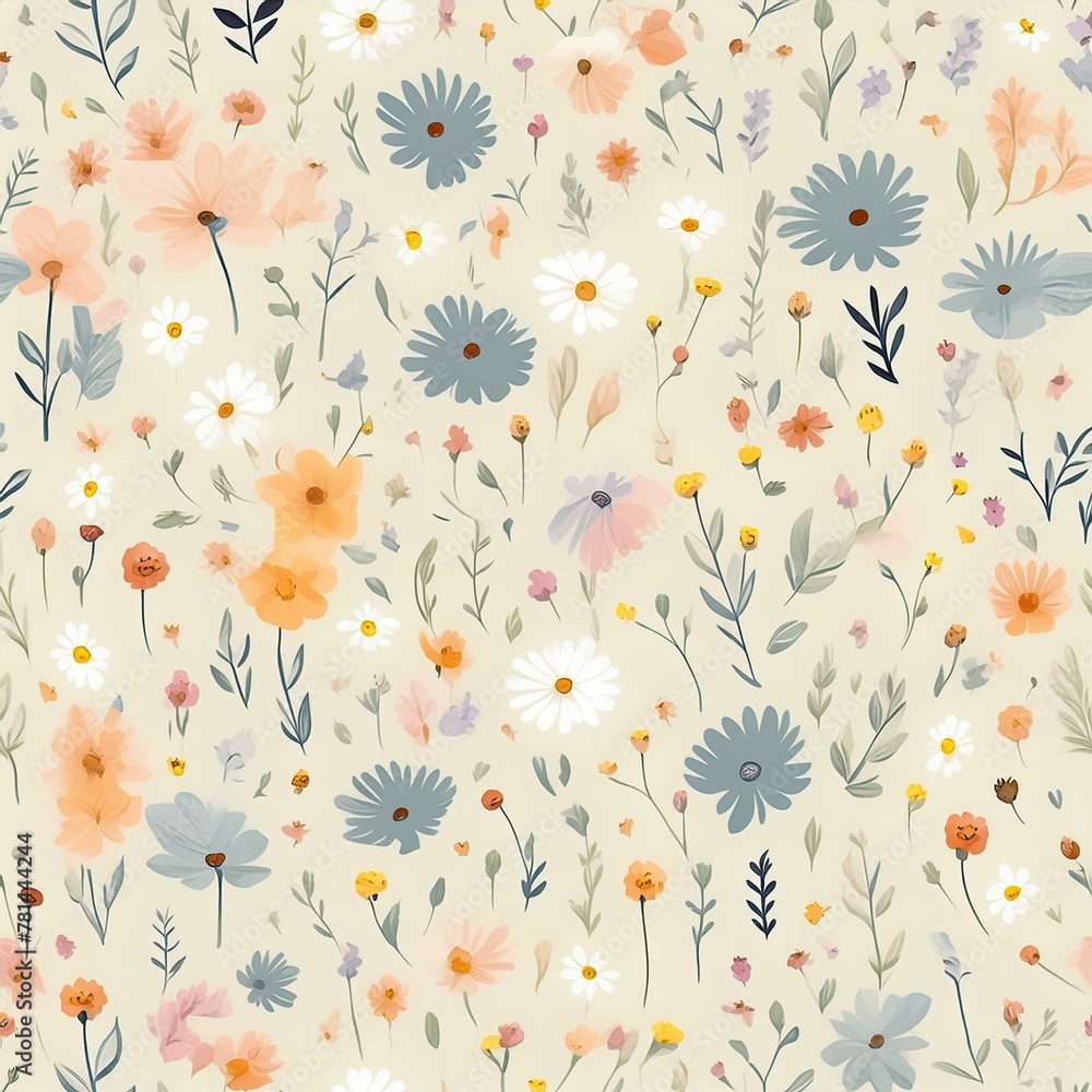 Fototapeta premium Lavender Lilac Flower pattern on beige background