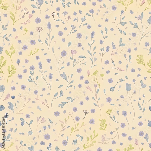 Lavender Lilac Flower pattern on beige background