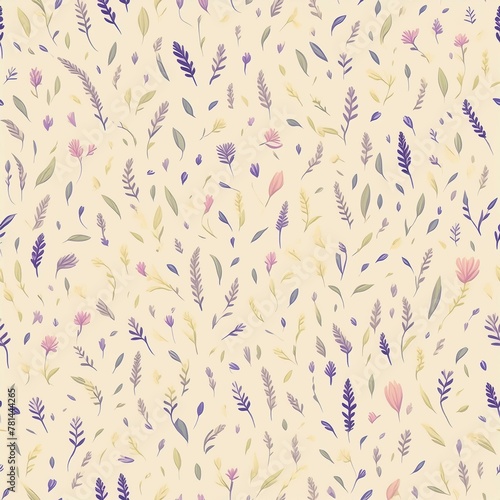 Lavender Lilac Flower pattern on beige background