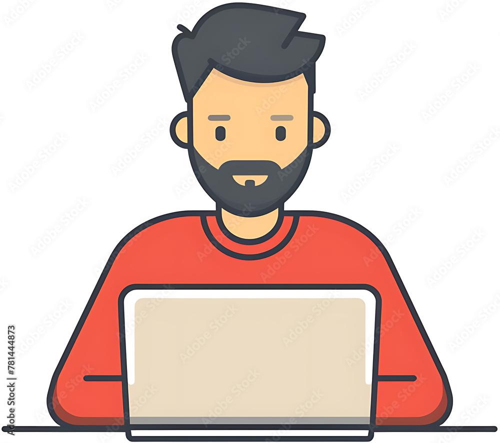 Illustration of a man working on a laptop