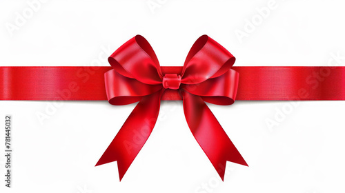 A red ribbon with a bow is drawn on a white background