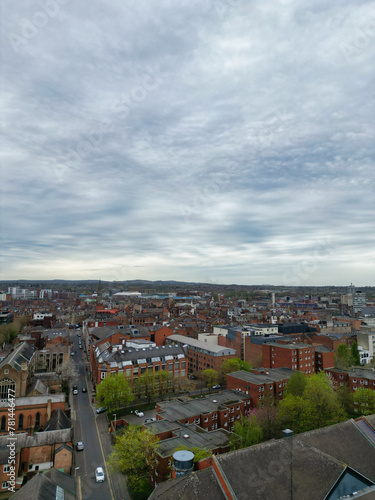 High Angle View of Buildings at Central Leicester City of England United Kingdom. April 4th, 2024