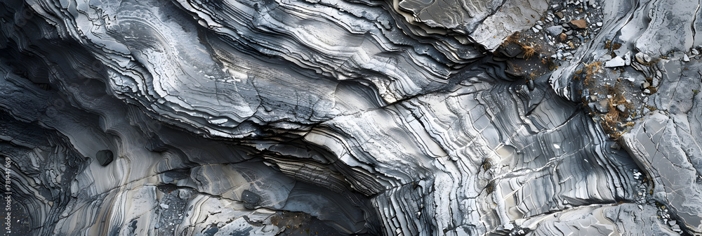 A close up of bedrock with a textured grey and white formation, creating a stunning landscape on the mountain slope A close up of bedrock with a textured grey and white formation, creating a stunning landscape on the mountain slope