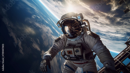 Astronaut Levitating in the space   photo