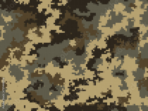 
Camouflage seamless digital pattern, pixel texture, army fashion background, urban print
