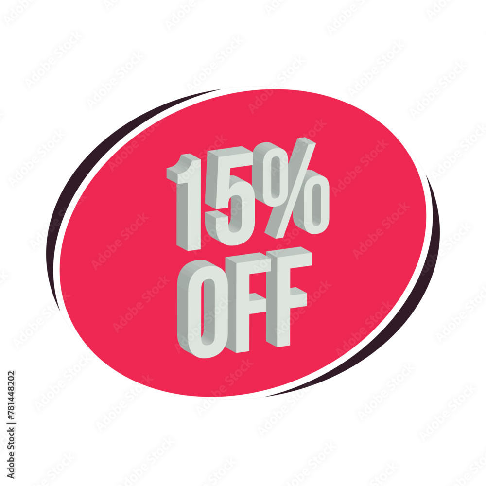3d 15% off label, sticker, banner isolated on white background 3d 15% off label, sticker, banner isolated on white background