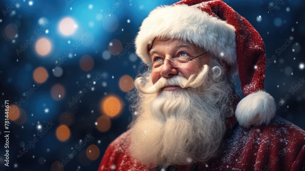 Enchanting Portrait of Santa Claus in Snowy Night Setting Enchanting Portrait of Santa Claus in Snowy Night Setting