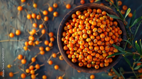  Natural, realistic sea buckthorn seeds photo