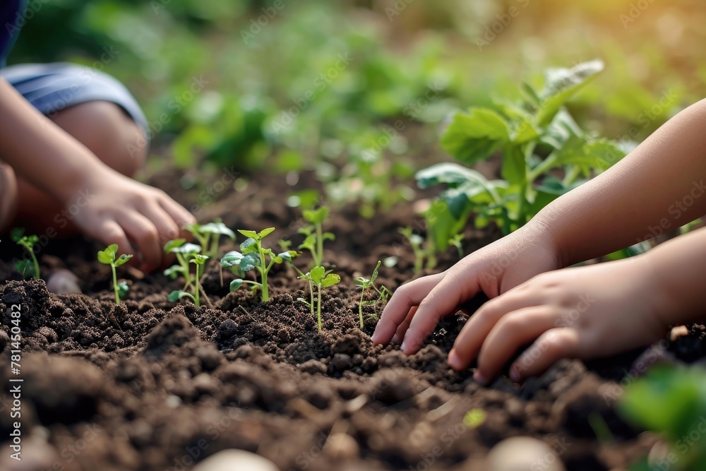 Children's hands planting seeds, symbolizing early education, symbolizing early education of student,Ai generated Children's hands planting seeds, symbolizing early education, symbolizing early education of student,Ai generated