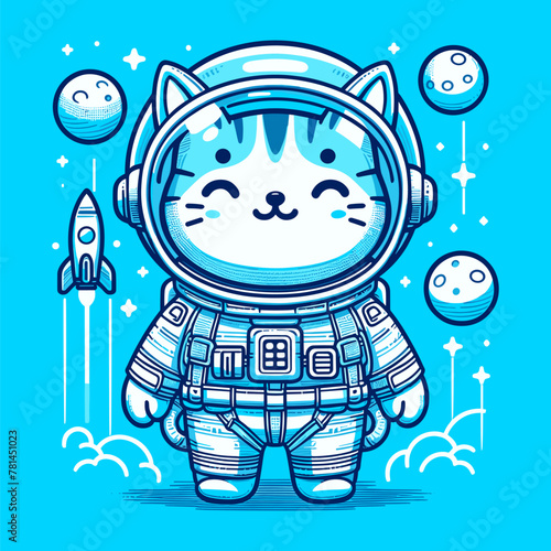 Blue Universe Explorer Astronaut Cat