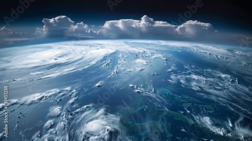 Majestic Earth From Space Showing Cloud Formations and Oceans