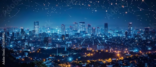 Smart Cityscape: IoT Connectivity Blueprint. Concept Smart Infrastructure, IoT Network, Urban Planning, Connectivity Solutions, Sustainable Development