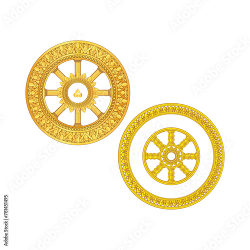 wheel of dharma circle ornament vector decoration
