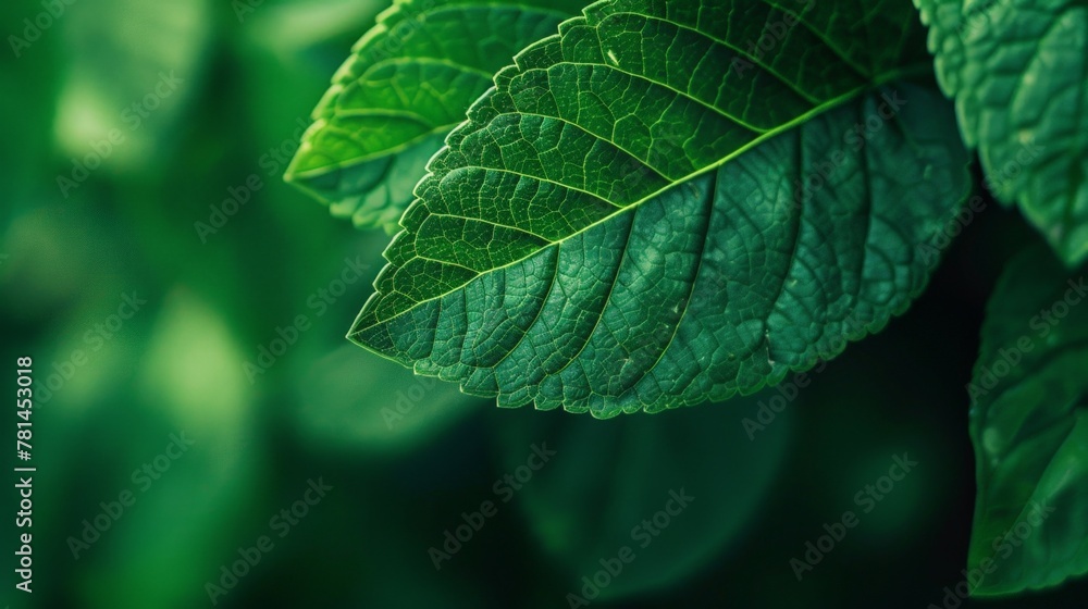 Obraz premium Close-up of vibrant green foliage with blurred background