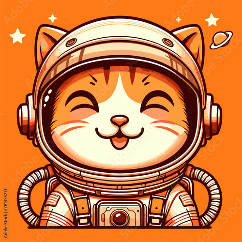 Astronaut Cat in the Fiery Orange Cosmos