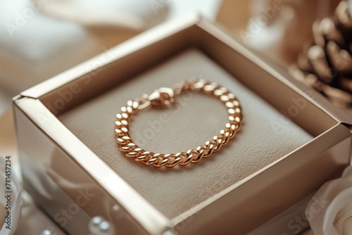 Elegant gold bracelet in gift box photo