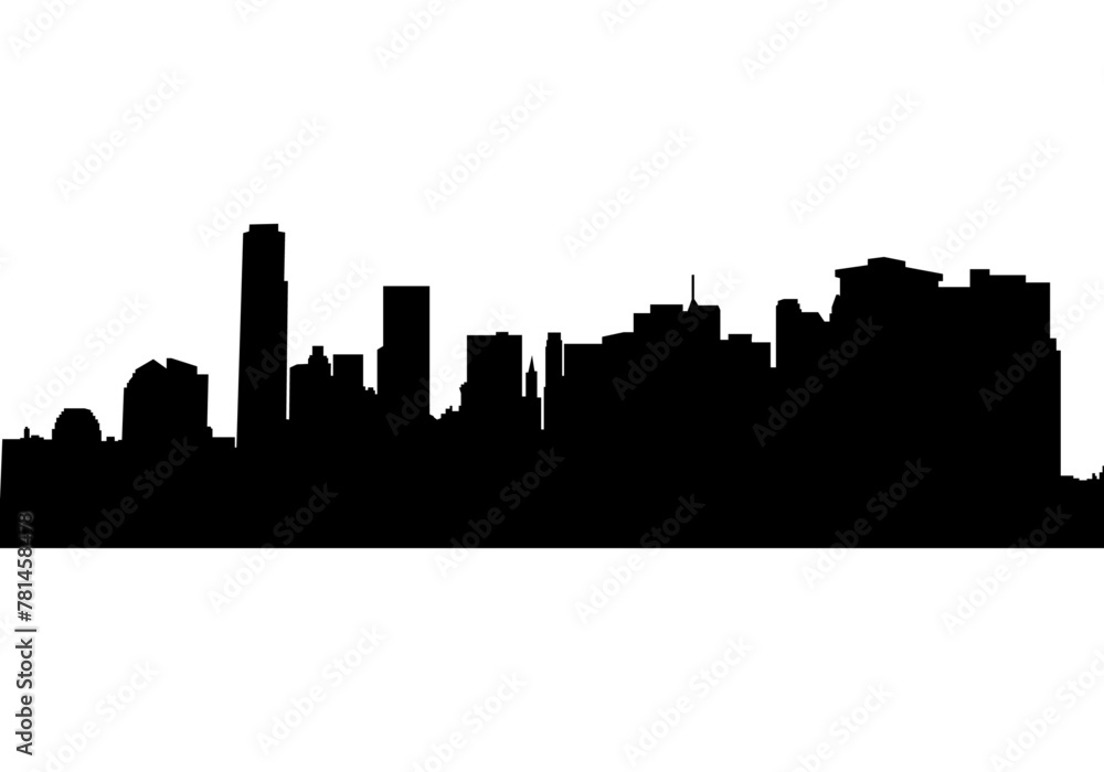 Obraz premium Silueta negra de skyline de una ciudad.