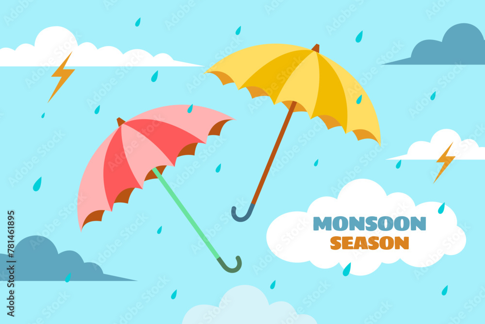 Flat background for monsoon season sale