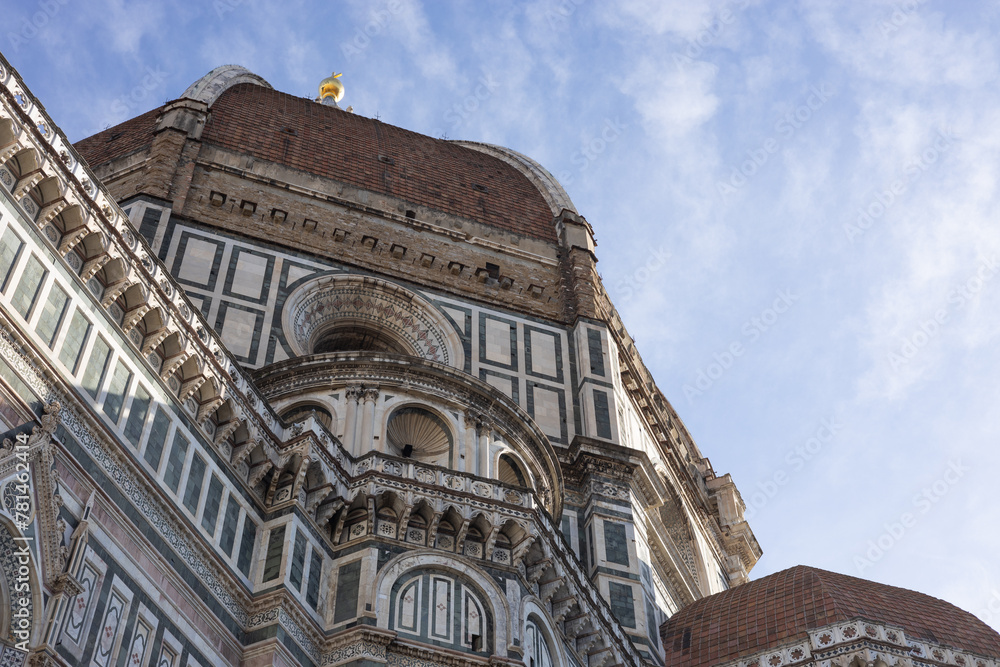 Cathedral Santa Maria del Fiore in Florence, Italy. Concept of travel, tourism and vacation in city.