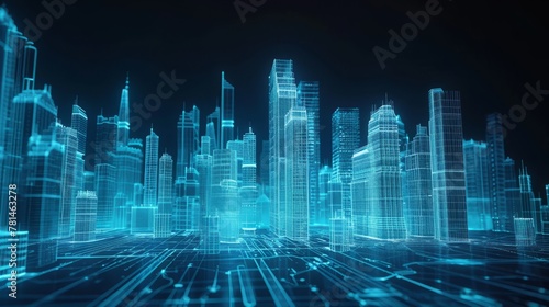 3D holographic projection Blue Technology digital city