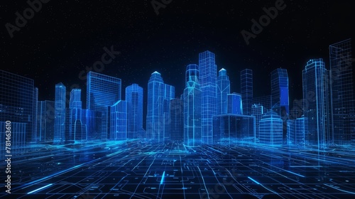 3D holographic projection Blue Technology digital city