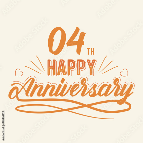 4th Happy Anniversary Celebration Vector Design, Four Years Anniversary