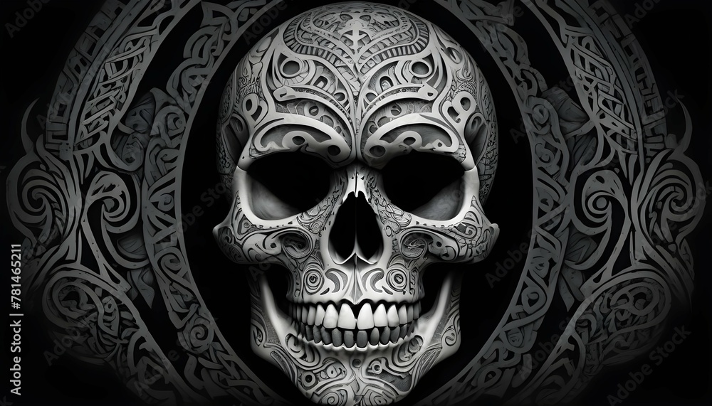 A-Skull-Adorned-With-Intricate-Maori-Tattoos-A-Tr-Upscaled_4