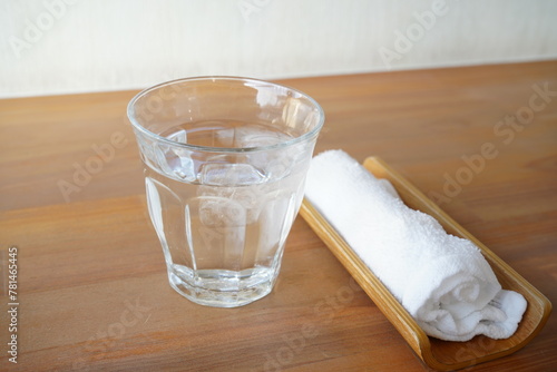 Wet Towel and Cold Water for Welcoming at Restaurant - お冷とおしぼり photo