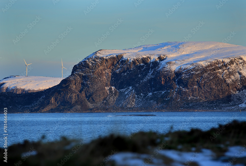 View at the mountains at Vigra island, Norway.