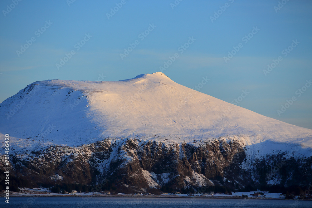 View at the mountains at Vigra island, Norway.