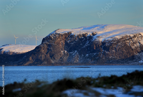 Obraz na płótnie View at the mountains at Vigra island, Norway. w salonie