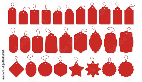 Red tags with string realistic elegant