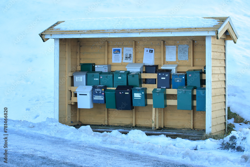 Mailboxes in Eidsnes (Sula island, Norway).