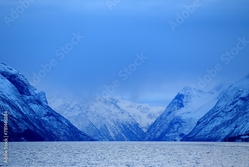 View at the Hjorundfjorden from the Sula island, Norway.