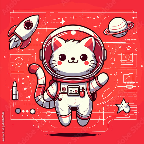 Scarlet Spacewalk with Astronaut Cat