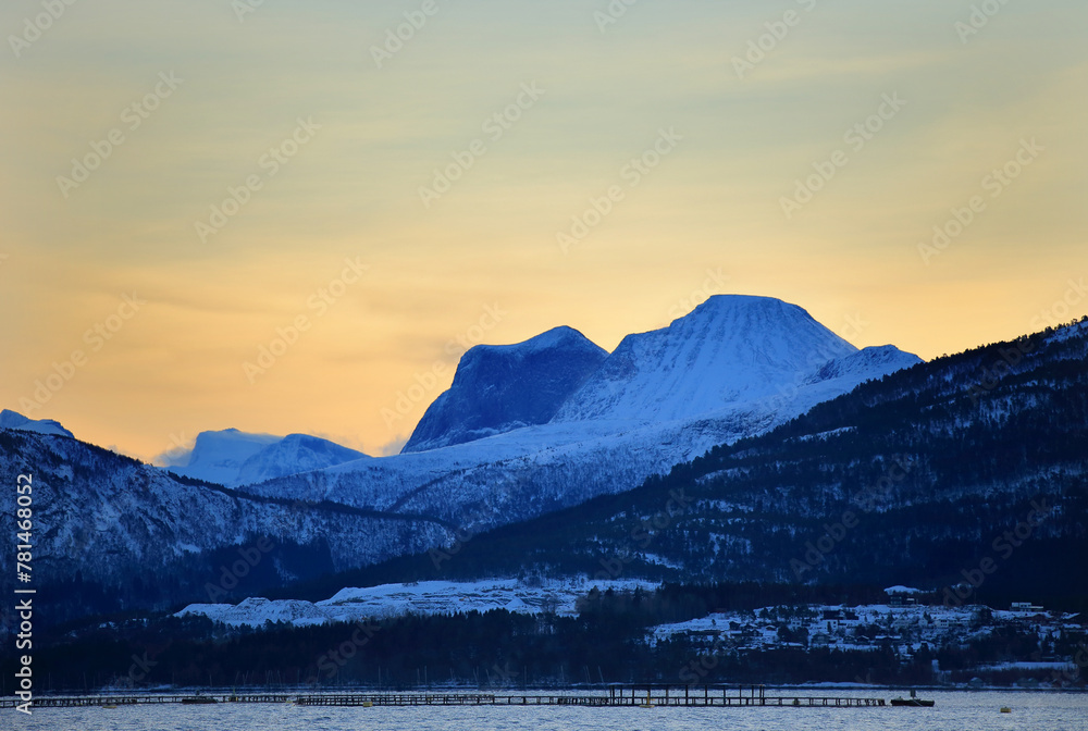 View at the winter mountains near Molde (More og Romsdal, Norway).
