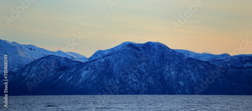View at the winter mountains near Molde (More og Romsdal, Norway). photo